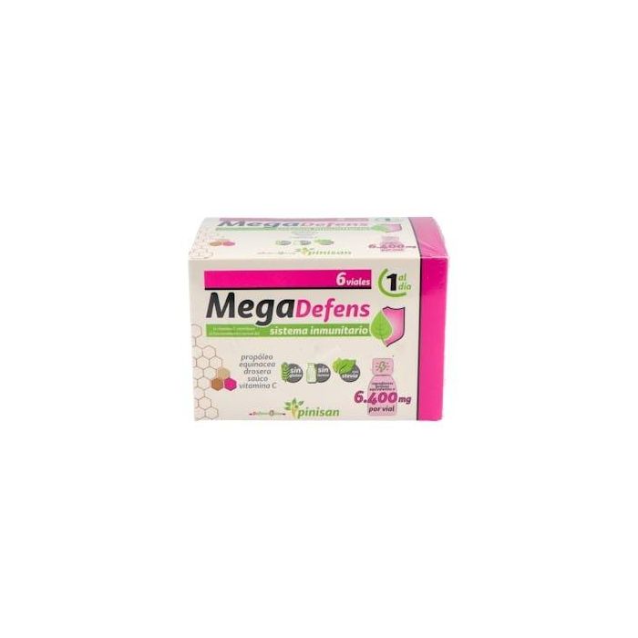 PINISAN Mega Defens 6 Viales con Equinácea, Propóleo, Saúco, Drosera y Vitamina C para el sistema inmunitario