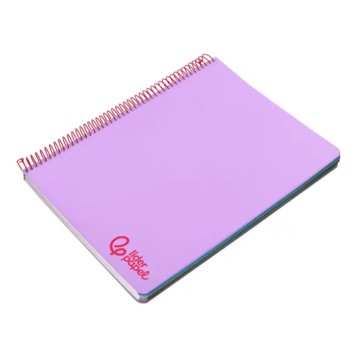 Liderpapel Cuaderno espiral A4 Wonder, tapa plástico, 120 hojas, 90gr, cuadro 5mm, banda, 4 taladros, color lila 4