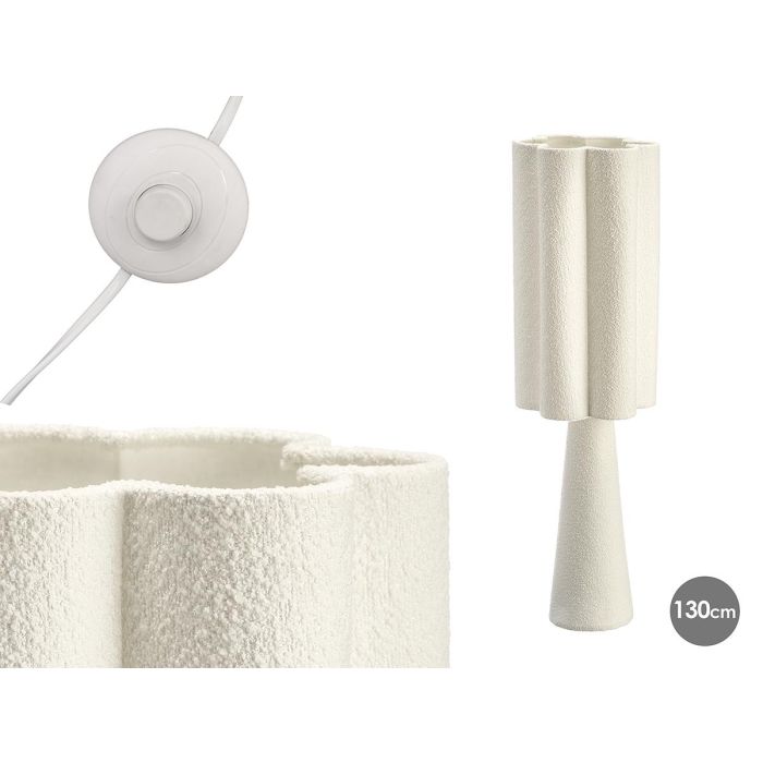 Giftdecor Lámpara Flor Blanco 130 cm Rugoso Metal y Terciopelo