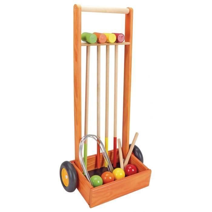 Juego de croquet de madera JEUJURA - 4 jugadores - Carro de madera 3