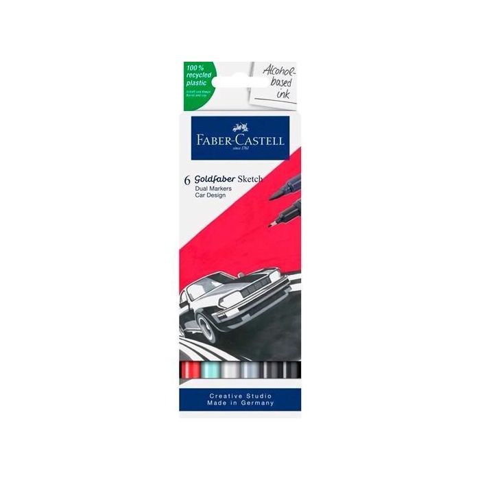 Faber Castell Rotuladores De Bocetos Goldfaber Doble Punta Fina-Pincel C-Surtidos Set Coche 6 Ud Faber Castell Rotuladores De Bocetos Goldfaber Doble Punta Fina-Pincel C-Surtidos Set Coche 6 Ud