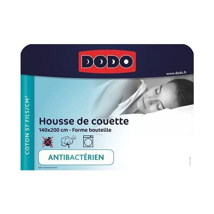 Cubierta de dudo dudo - 140x200 cm - Algodón - Antibacteriano - Blanco - Hecho en Francia 3 Cubierta de dudo dudo - 140x200 cm - Algodón - Antibacteriano - Blanco - Hecho en Francia 3
