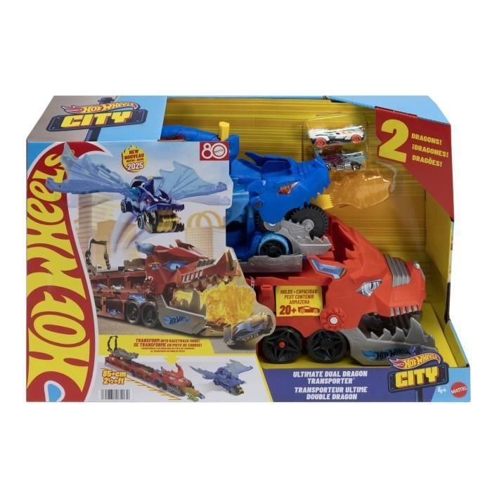 Hot Wheels Vehículo City Dragón Transportador con 2 Coches para Niños +4 Años 1 Hot Wheels Vehículo City Dragón Transportador con 2 Coches para Niños +4 Años 1