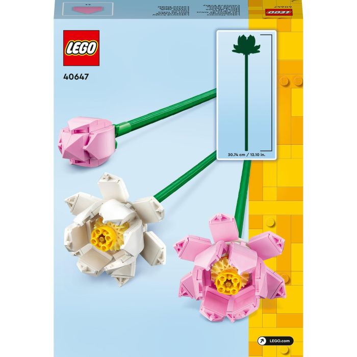 LEGO 40647 Set de Construcción Flores de Loto para Jarrón, con 2 Flores Abiertas y 1 Cerrada, Rosa y Blanco, Edad +8 Años 2