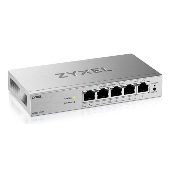 Zyxel GS1200-5HPv3 Switch 5 Puertos Gigabit 4xPoE+ 68W 2