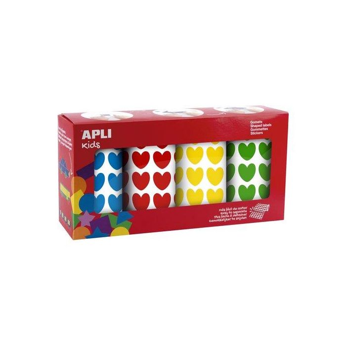 Gomets Apli Rollo 59H Corazon Pack 4 Rollos (Az-Rj-Am-Vd) 7.080 Uds. (19502)