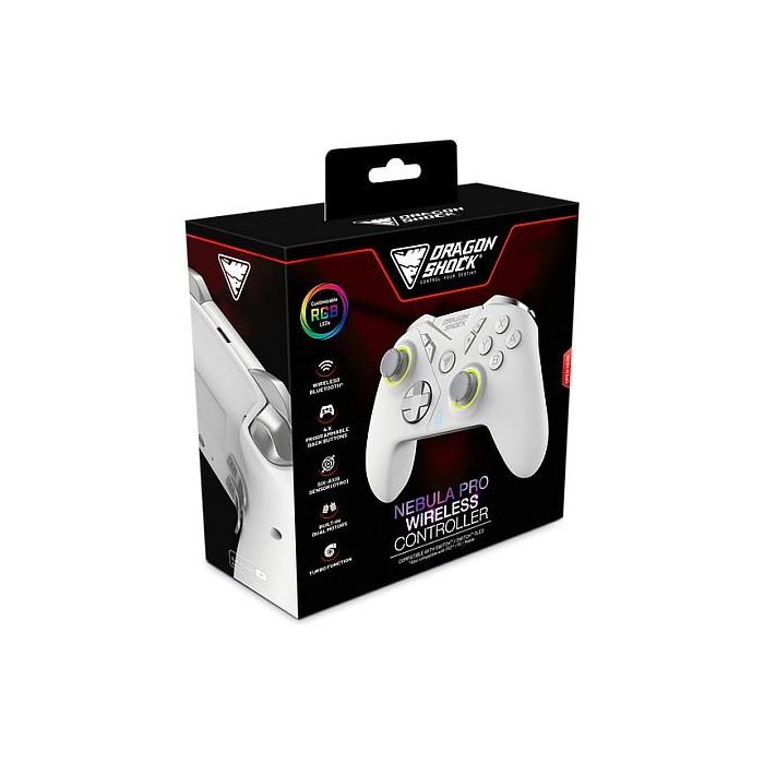 DragonShock Controller Nebula Pro Gamepad Inalámbrico Bluetooth para Nintendo Switch, Retroiluminación LED, Turbo, Color Blanco 6