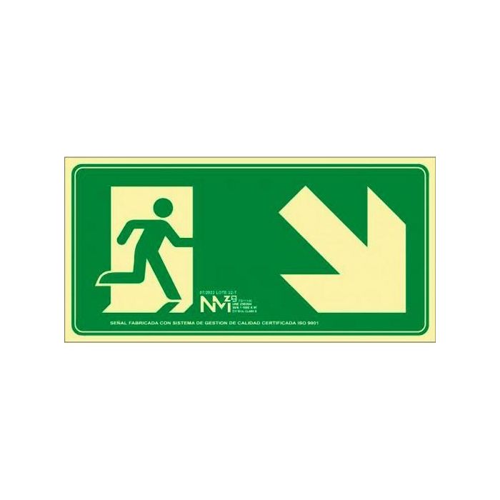 Cartel evacuación escalera abajo derecha pvc 0,7mm clase b 32x16cm b11140 normaluz Cartel evacuación escalera abajo derecha pvc 0,7mm clase b 32x16cm b11140 normaluz