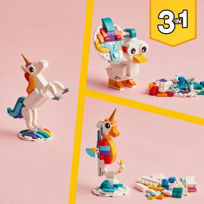 Lego 31140 Creador 3-en-1 El Unicornio Mágico, Hipocampo y Pavo Real, Figuras de Animales, Juguete de Construcción 4 Lego 31140 Creador 3-en-1 El Unicornio Mágico, Hipocampo y Pavo Real, Figuras de Animales, Juguete de Construcción 4