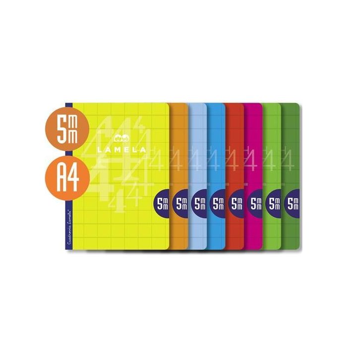 Lamela Libreta Grapada A4 Cuadrovía 5mm 90g, 50 Hojas, Cubierta Básica (Pack 10 Unidades) PEFC para Estudiantes (10 Unidades)