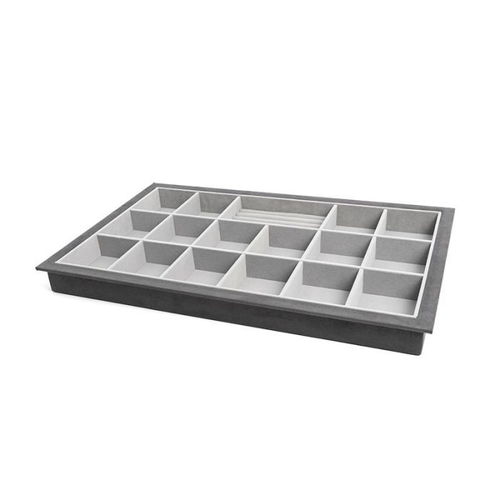 HERRAJES ALK Bandeja Joyero Pequeña ÓPTIMA para Bastidor Módulos 600-900 Terciopelo Grafito Gris 14 Huecos 1 HERRAJES ALK Bandeja Joyero Pequeña ÓPTIMA para Bastidor Módulos 600-900 Terciopelo Grafito Gris 14 Huecos 1