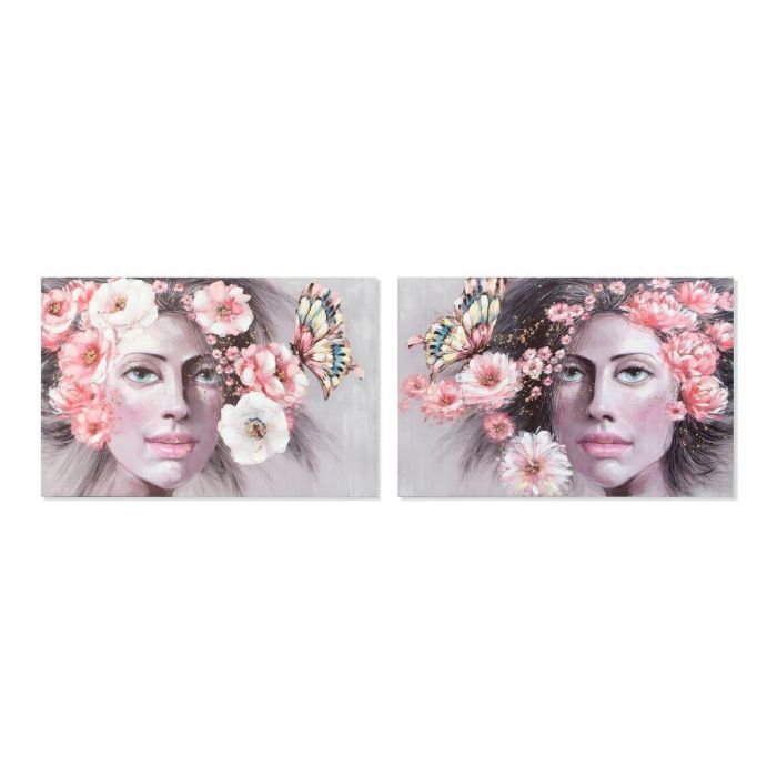 Cuadro DKD Home Decor Girl Flores 120 x 3 x 80 cm Moderno (2 Unidades) Cuadro DKD Home Decor Girl Flores 120 x 3 x 80 cm Moderno (2 Unidades)