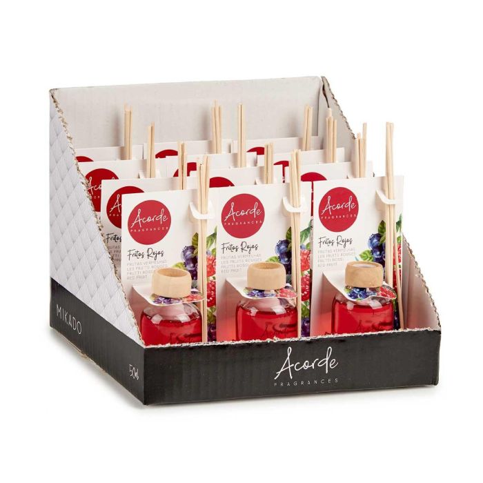 Mikado 50 ml con varillas frutos rojos - Acorde, vidrio, madera, 7x17x5 cm (12 Unidades) 2 Mikado 50 ml con varillas frutos rojos - Acorde, vidrio, madera, 7x17x5 cm (12 Unidades) 2