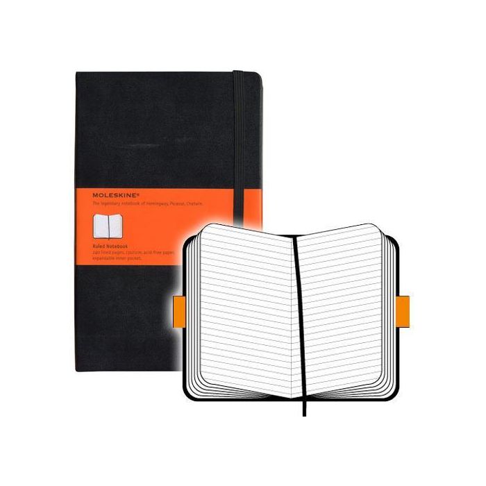 Cuaderno Moleskine Clasico Tapa Dura 13X21 240H 70Gr. Horizontal Con Goma Negra 5