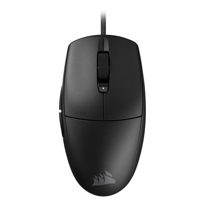 Corsair Ratón Gaming M55 Icue Negro, Ratón de Alto Rendimiento con Sensor Óptico de 16.000 DPI y 6 Botones Programables, Diseño Ultraligero y Duradero para Gaming