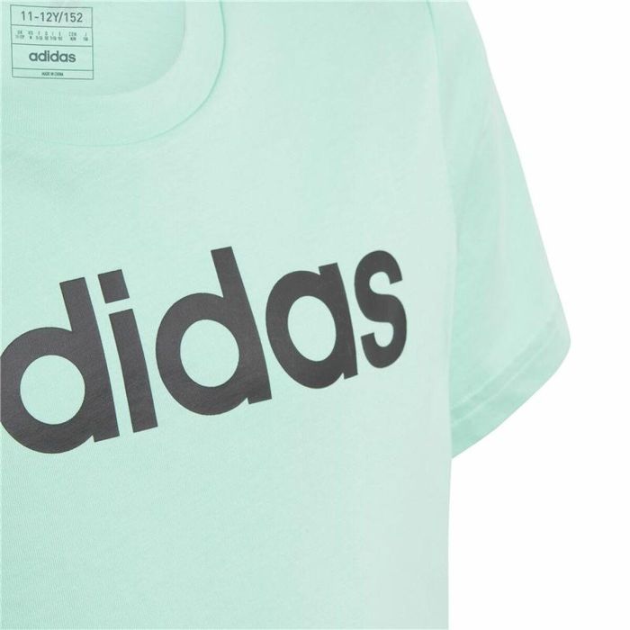 Camiseta de Manga Corta Infantil Adidas Linear Logo Verde Aguamarina 14-15 Años 3