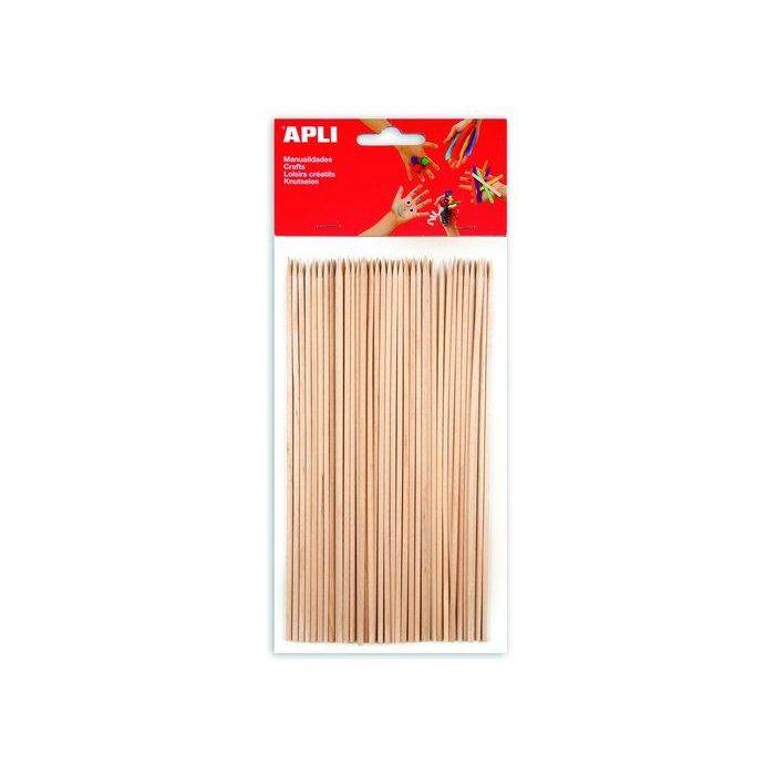 Palillos Redondos Apli Madera Natural Pincho 20 Cm. Bolsa De 50 5 unidades