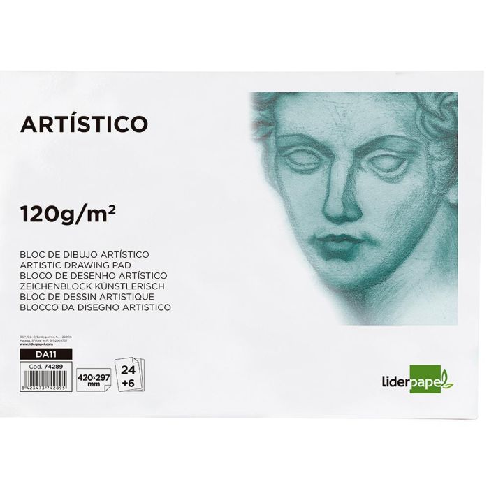 Bloc Dibujo Liderpapel Artistico Encolado 297x420 mm 30 Hojas 120 gr-M2 Sin Recuadro 1