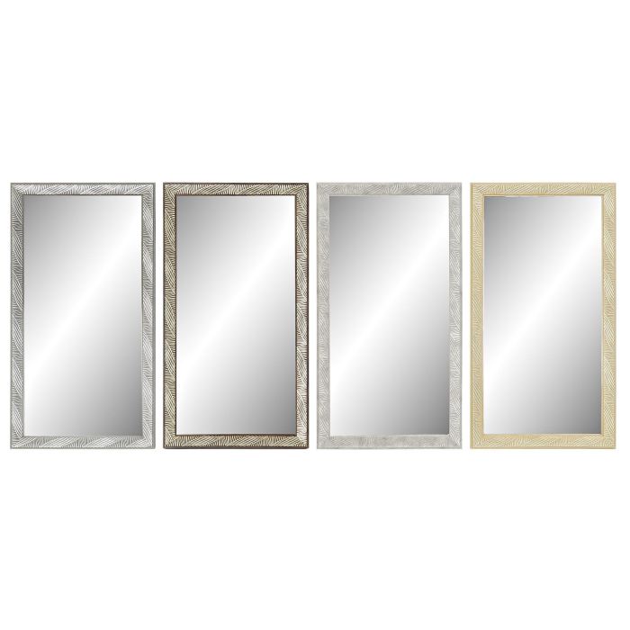 DKD Home Decor Espejo de Pared Tropical Hojas Natural Gris, de Cristal y Ps, 66x36x2 cm, Colección Hojas Espejo (8 Unidades)