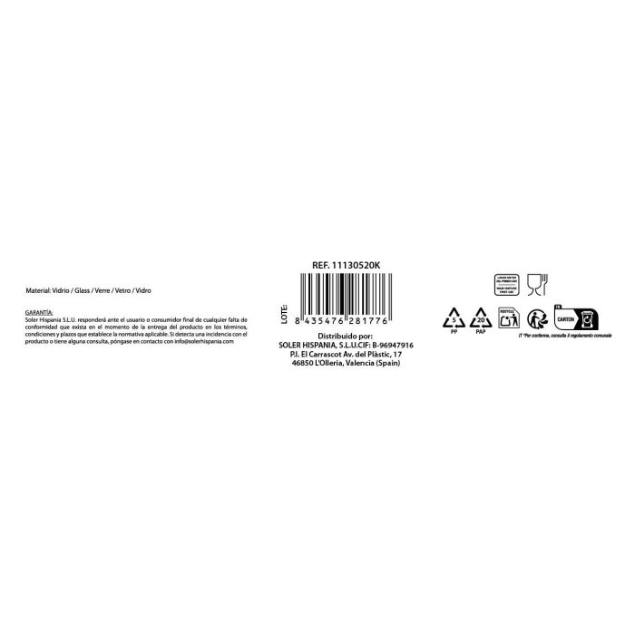 Set de 6 Vasos para Sidra 520 cc Taska - La Mediterranea (8 Cajas) 1