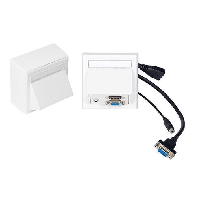 Vivolink Caja de pared con VGA, HDMI y audio 3.5mm, incluye caja Thorsmann, Blanca