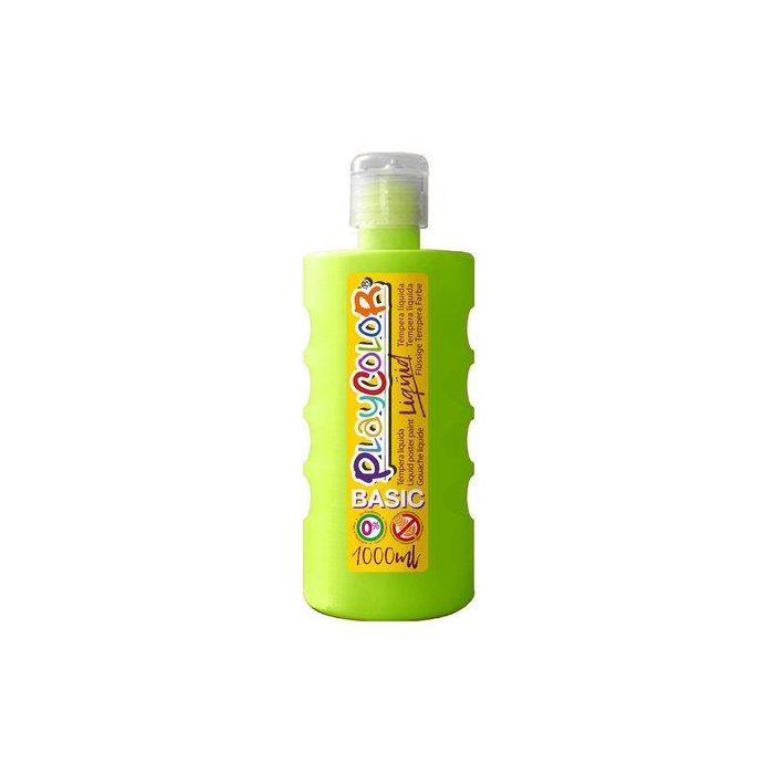 Tempera Playcolor Liqüid Liquida 1000 Ml (Botella) Verde Claro (Set de 6)