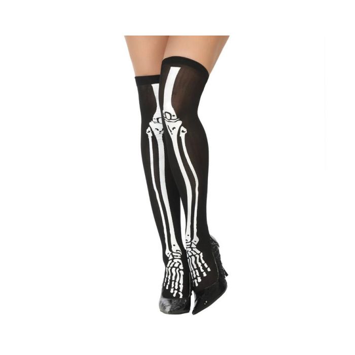 Medias Halloween Esqueleto Blanco Negro Mujer Adulto