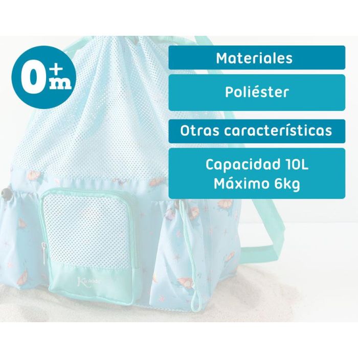 Kiokids Bolso de Playa Mochila Tortugas Azul Transpirable Anti-Arena 10L con 3 Bolsillos para Bebés +0 Meses Happy Summer 3 Kiokids Bolso de Playa Mochila Tortugas Azul Transpirable Anti-Arena 10L con 3 Bolsillos para Bebés +0 Meses Happy Summer 3