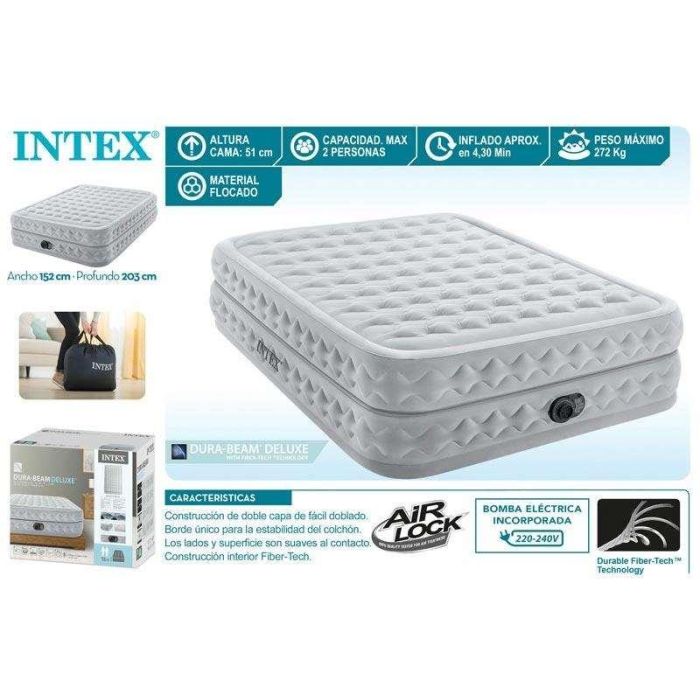 Cama Hinchable Intex Queen Supreme Air-Flow Fiber-Tech 152 x 50,1 x 203 cm 4