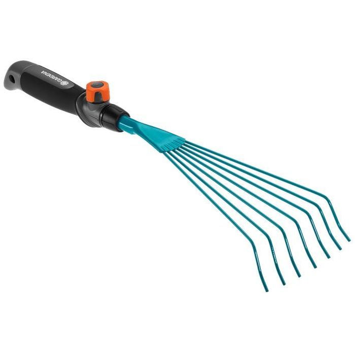 Gardena cs-Drahthandfeger Rastrillo manual de acero y plástico, negro/turquesa, ancho de trabajo 12 cm para jardinería