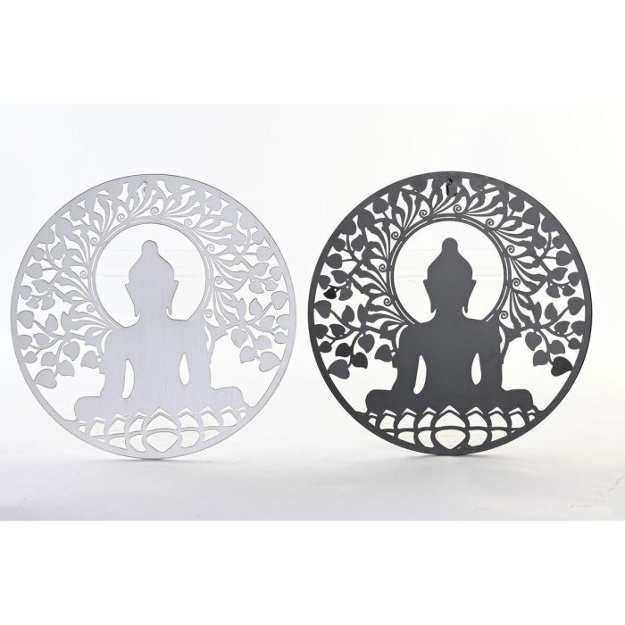 DKD Home Decor Decoración de Pared Estilo Oriental con Buda de Metal, 40x40 cm, Colores Negro y Blanco (Juego de 2 Unidades) DKD Home Decor Decoración de Pared Estilo Oriental con Buda de Metal, 40x40 cm, Colores Negro y Blanco (Juego de 2 Unidades)
