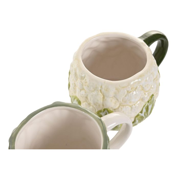 Mug Mediterraneo DKD Home Decor Verde Blanco 12 x 9.5 x 15 cm (4 Unidades) 2