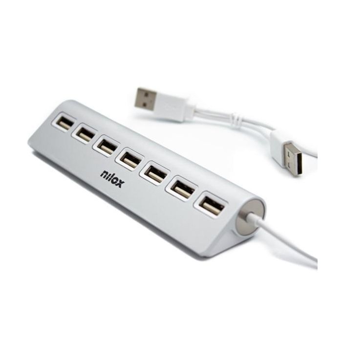 Nilox Hub 7 Puertos Usb 2.0 - Aluminio Nilox Hub 7 Puertos Usb 2.0 - Aluminio