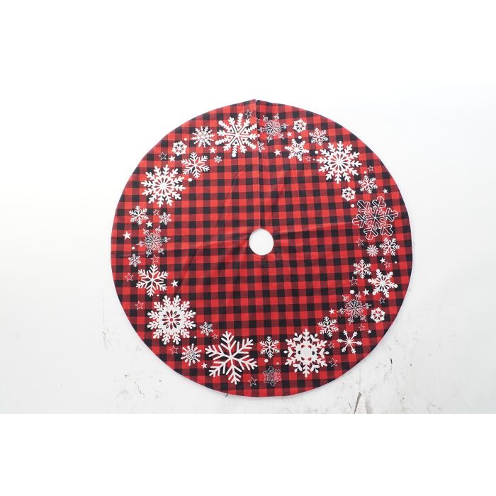 DKD Home Decor Base Árbol Navidad Poliester Rojo Blanco Tartán 121 x 121 x 1 cm (2 Unidades) 2