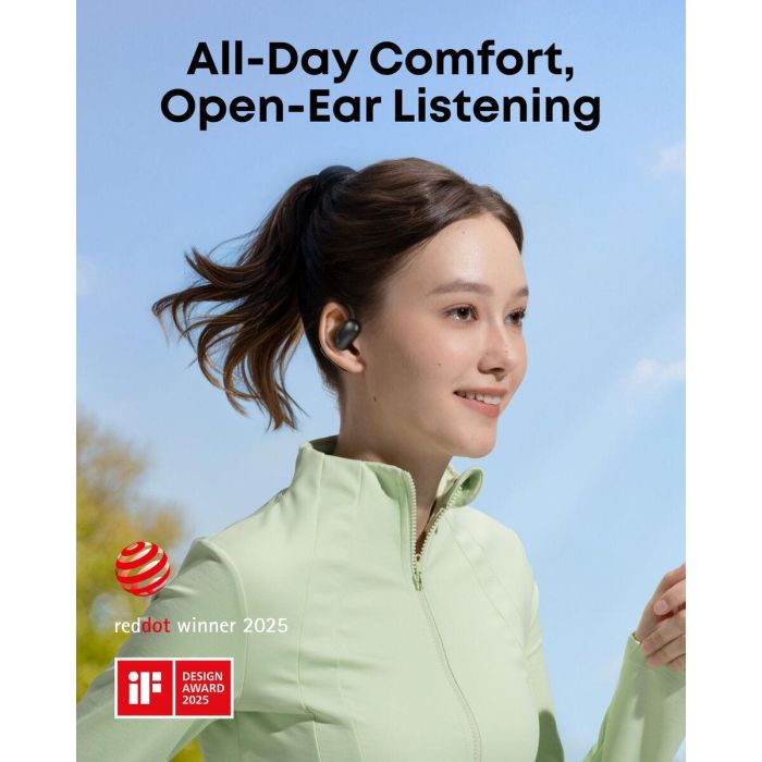 Soundcore AeroFit 2 Auriculares Inalámbricos de Oreja Abierta Bluetooth para Llamadas, Música, Deporte y Uso Diario, Negro 1