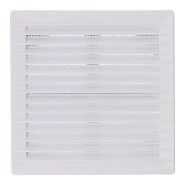 Rejilla ventilación cuadrada empotrable ajustable ø 80-150 con mosquitera 170x170x11,5mm abs blanca