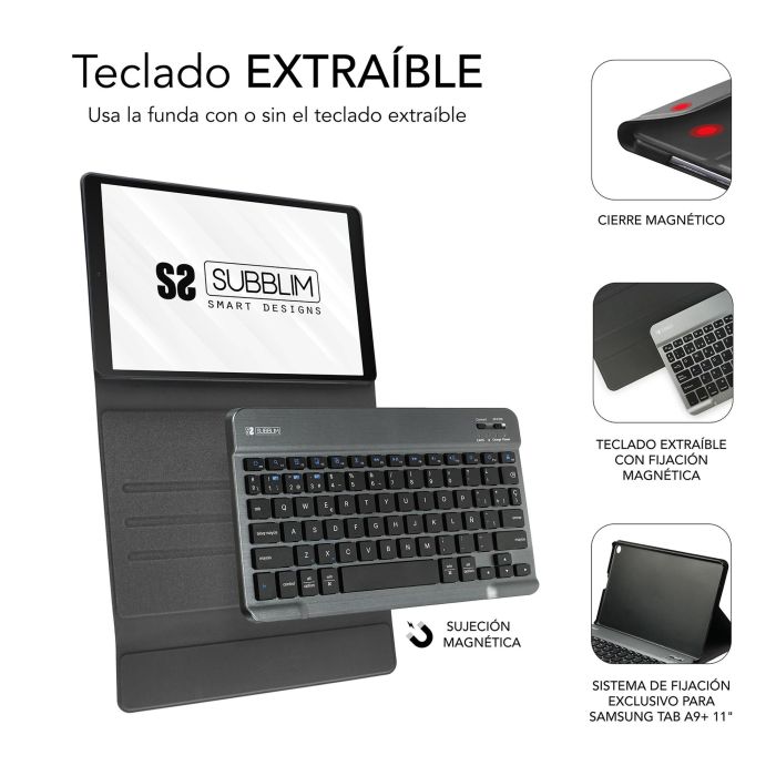 Funda con Teclado Subblim KeyTab Pro BT para Tablets Samsung Galaxy A9+/ Negra 6 Funda con Teclado Subblim KeyTab Pro BT para Tablets Samsung Galaxy A9+/ Negra 6