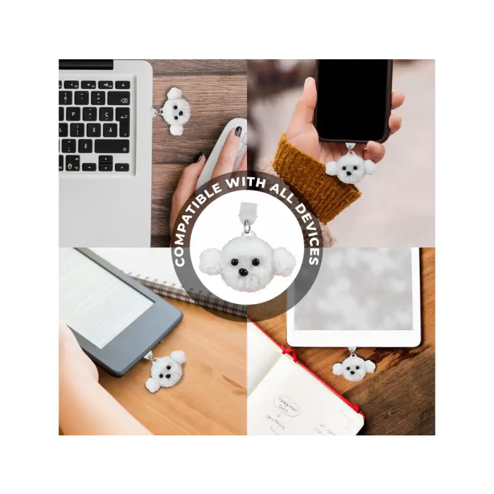 Wondee Protector de Puerto Charm Funny Tipo C Perro - Charm Decorativo y Protector Anti-Polvo para Móvil, Smartphone