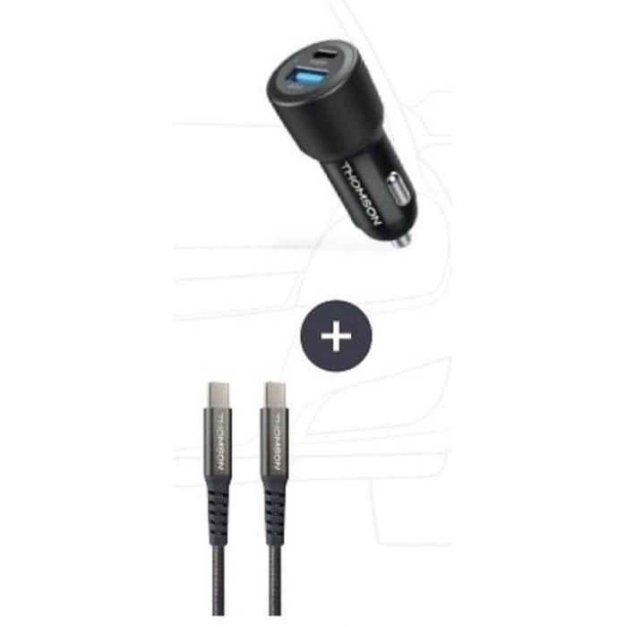Thomson THO3513767400039 Pack Cargador Coche 60W y Cable USB-C a USB-C 65W 1.5m Thomson THO3513767400039 Pack Cargador Coche 60W y Cable USB-C a USB-C 65W 1.5m