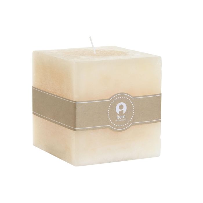 DKD Home Decor Vela de Cera Cuadrada Crema 10x10x10 cm Pack de 6 Unidades, 85 horas