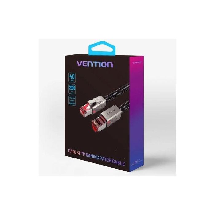 Cable de Red RJ45 SFTP Vention IKMHG Cat.8/ Gaming/ 1.5m/ Gris 1 Cable de Red RJ45 SFTP Vention IKMHG Cat.8/ Gaming/ 1.5m/ Gris 1