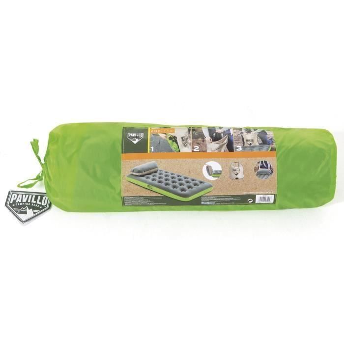 Bestway Colchón Hinchable Pavillo Roll & Relax 1 Plaza para Acampada - 188x99x22 cm con Bomba Airelite y Almohada 2
