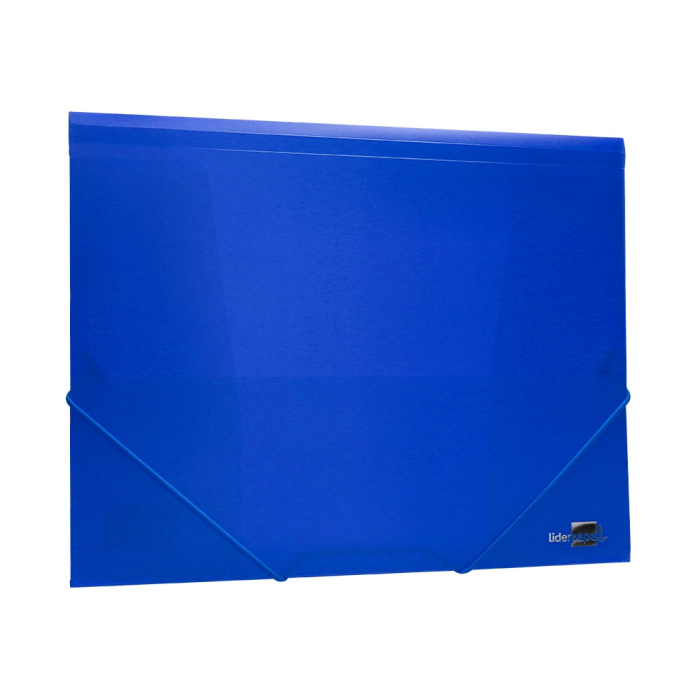 Liderpapel Carpeta Gomas Tres Solapas Polipropileno DIN A4 Color Azul Translucido 3