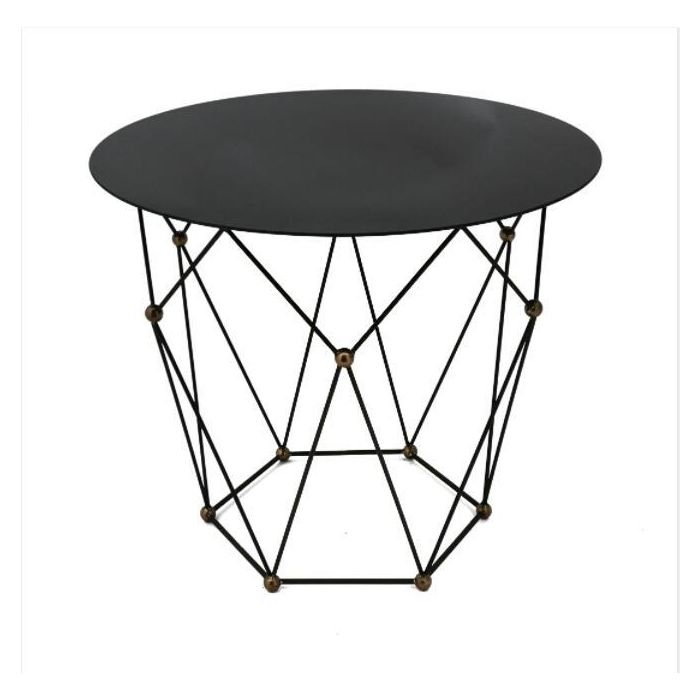 DKD Home Decor Mesita Auxiliar Estilo Loft en Metal y Cristal, Colores Negro y Dorado, Dimensiones 70x70x60 cm (Ancho x Largo x Alto)