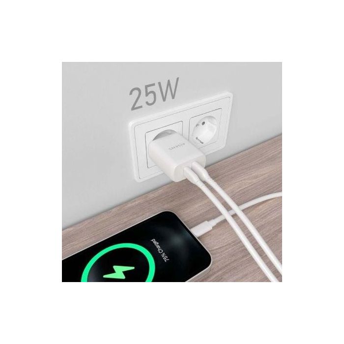 AISENS - CARGADOR 25W, 1xUSB-C PD3.0, 1xUSB-A QC3.0, BLANCO 4 AISENS - CARGADOR 25W, 1xUSB-C PD3.0, 1xUSB-A QC3.0, BLANCO 4