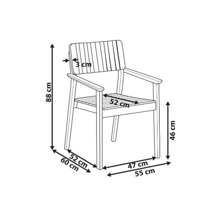 DKD Home Decor Silla de Terraza y Jardín de Teca Apilable, Marrón, 2 Unidades - 60 x 88 x 55 cm