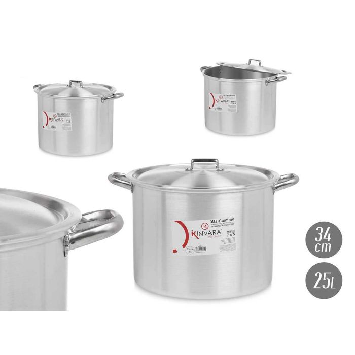 Olla de Aluminio Kinvara 34 cm, 25 L - Apta para Gas, Horno y Lavavajillas (2 Unidades) Olla de Aluminio Kinvara 34 cm, 25 L - Apta para Gas, Horno y Lavavajillas (2 Unidades)