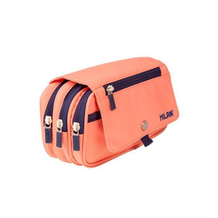 Milan Portatodo 4 Cremalleras con Solapa, Serie 1918, Rosa - Estuche de Gran Capacidad con Bolsillos, Tejido Ripstop Resistente Milan Portatodo 4 Cremalleras con Solapa, Serie 1918, Rosa - Estuche de Gran Capacidad con Bolsillos, Tejido Ripstop Resistente