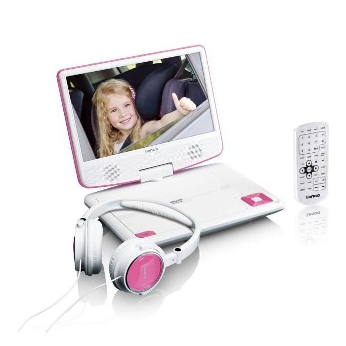 Lenco DVP-910 Reproductor DVD Portátil 9" con USB y Soporte Coche - Rosa/Blanco 1 Lenco DVP-910 Reproductor DVD Portátil 9" con USB y Soporte Coche - Rosa/Blanco 1