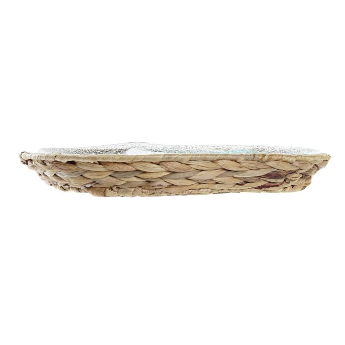 DKD Home Decor Bandeja Basicos de Cristal y Fibra Transparente Natural 25x38x4 cm 1 DKD Home Decor Bandeja Basicos de Cristal y Fibra Transparente Natural 25x38x4 cm 1